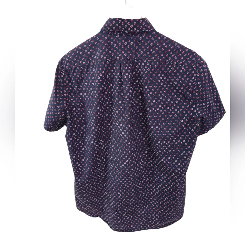 J. Crew Men's Secret Wash Stretch Short Sleeve Floral Shirt Blue Red Size Medium